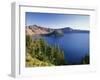 OR, Crater Lake NP. Crater Lake and Wizard Island with distant Hillman Peak-John Barger-Framed Photographic Print