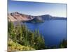 OR, Crater Lake NP. Crater Lake and Wizard Island with distant Hillman Peak-John Barger-Mounted Photographic Print
