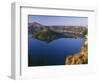 OR, Crater Lake NP. Sunrise light on Wizard Island, view south from Merriam Point-John Barger-Framed Photographic Print