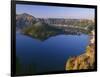 OR, Crater Lake NP. Sunrise light on Wizard Island, view south from Merriam Point-John Barger-Framed Photographic Print