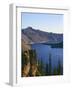 OR, Crater Lake NP. Sunrise on west rim of Crater Lake with Hillman Peak overlooking Wizard Island.-John Barger-Framed Photographic Print