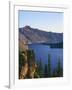 OR, Crater Lake NP. Sunrise on west rim of Crater Lake with Hillman Peak overlooking Wizard Island.-John Barger-Framed Photographic Print