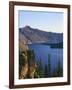 OR, Crater Lake NP. Sunrise on west rim of Crater Lake with Hillman Peak overlooking Wizard Island.-John Barger-Framed Photographic Print