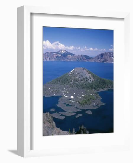 OR, Crater Lake NP. View east across Crater Lake from directly above Wizard Island-John Barger-Framed Photographic Print