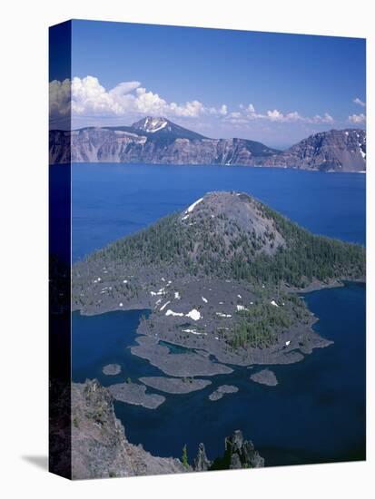 OR, Crater Lake NP. View east across Crater Lake from directly above Wizard Island-John Barger-Stretched Canvas