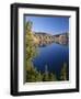 OR, Crater Lake NP. Whitebark pines frame view south from Palisade Point towards Sentinel Rock-John Barger-Framed Photographic Print