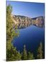 OR, Crater Lake NP. Whitebark pines frame view south from Palisade Point towards Sentinel Rock-John Barger-Mounted Photographic Print