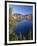 OR, Crater Lake NP. Whitebark pines frame view south from Palisade Point towards Sentinel Rock-John Barger-Framed Photographic Print