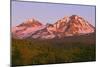 OR, Deschutes NF. Sunrise reddens Middle Sister and North Sister in the Three Sisters Wilderness.-John Barger-Mounted Photographic Print