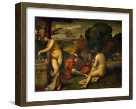 Or Giorgione, Concert in the Open Air-Titian (Tiziano Vecelli)-Framed Giclee Print