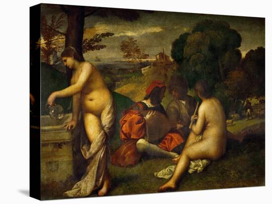 Or Giorgione, Concert in the Open Air-Titian (Tiziano Vecelli)-Stretched Canvas