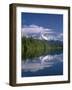 OR, Mount Hood NF and conifer forest reflect on calm surface of Lost Lake.-John Barger-Framed Photographic Print