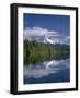 OR, Mount Hood NF and conifer forest reflect on calm surface of Lost Lake.-John Barger-Framed Photographic Print