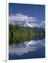 OR, Mount Hood NF and conifer forest reflect on calm surface of Lost Lake.-John Barger-Framed Photographic Print