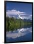 OR, Mount Hood NF and conifer forest reflect on calm surface of Lost Lake.-John Barger-Framed Photographic Print