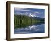 OR, Mount Hood NF and conifer forest reflect on calm surface of Lost Lake.-John Barger-Framed Photographic Print