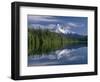 OR, Mount Hood NF and conifer forest reflect on calm surface of Lost Lake.-John Barger-Framed Photographic Print