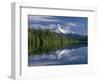 OR, Mount Hood NF and conifer forest reflect on calm surface of Lost Lake.-John Barger-Framed Photographic Print