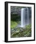 OR, Mount Hood NF. Tamanawas Falls with moss-covered rocks at it's base is formed-John Barger-Framed Photographic Print