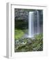 OR, Mount Hood NF. Tamanawas Falls with moss-covered rocks at it's base is formed-John Barger-Framed Photographic Print