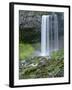 OR, Mount Hood NF. Tamanawas Falls with moss-covered rocks at it's base is formed-John Barger-Framed Photographic Print