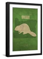 OR State Minimalist Posters-Red Atlas Designs-Framed Giclee Print