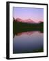 OR, Willamette NF. Sunset reddens the Three Sisters which reflect in Scott Lake.-John Barger-Framed Photographic Print