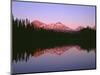 OR, Willamette NF. Sunset reddens the Three Sisters which reflect in Scott Lake.-John Barger-Mounted Photographic Print