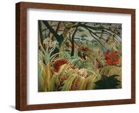 Orage tropique avec un tigre-Tiger in a tropical storm,1891. Canvas,129,8 x 161,9 cm NG 6421.-Henri Rousseau-Framed Giclee Print