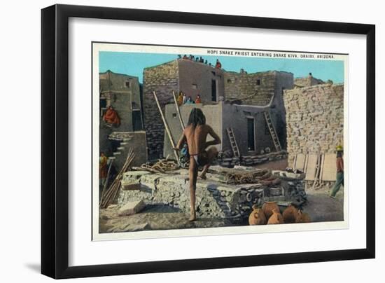 Oraibi, Arizona - Hopi Snake Priest Enters Snake Kiva-Lantern Press-Framed Art Print