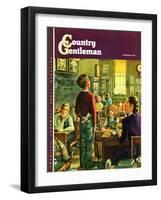 "Oral Report," Country Gentleman Cover, February 1, 1947-W.C. Griffith-Framed Giclee Print