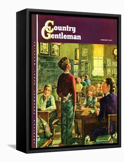 "Oral Report," Country Gentleman Cover, February 1, 1947-W.C. Griffith-Framed Stretched Canvas