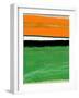 Orange and Green Abstract 1-NaxArt-Framed Art Print