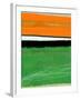 Orange and Green Abstract 1-NaxArt-Framed Art Print