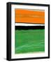 Orange and Green Abstract 1-NaxArt-Framed Art Print