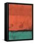 Orange and Jade Abstract Study-Emma Moore-Framed Stretched Canvas