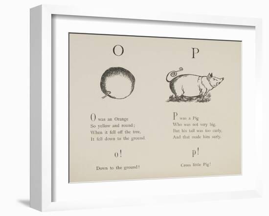 Orange and Pig Illustrations and Verses From Nonsense Alphabets Drawn and Written by Edward Lear.-Edward Lear-Framed Giclee Print