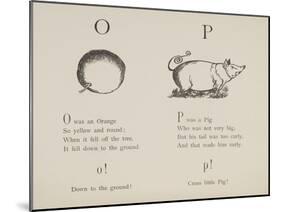 Orange and Pig Illustrations and Verses From Nonsense Alphabets Drawn and Written by Edward Lear.-Edward Lear-Mounted Giclee Print