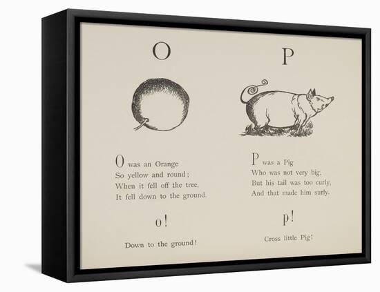 Orange and Pig Illustrations and Verses From Nonsense Alphabets Drawn and Written by Edward Lear.-Edward Lear-Framed Stretched Canvas