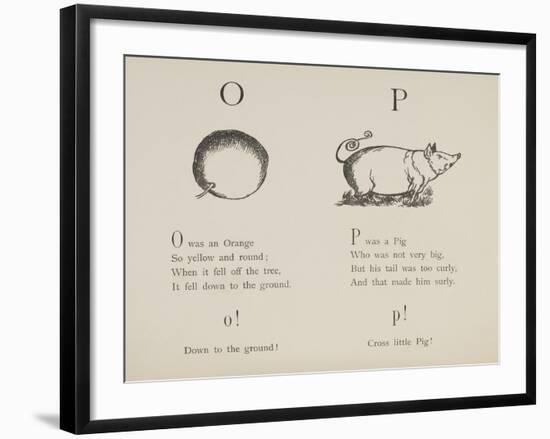 Orange and Pig Illustrations and Verses From Nonsense Alphabets Drawn and Written by Edward Lear.-Edward Lear-Framed Giclee Print