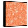 Orange and White Lineart Flowers Seamless Pattern Background-Oksancia-Framed Stretched Canvas
