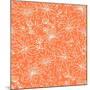 Orange and White Lineart Flowers Seamless Pattern Background-Oksancia-Mounted Art Print