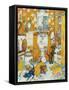 Orange Bathroom Pups-Bill Bell-Framed Stretched Canvas