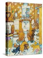 Orange Bathroom Pups-Bill Bell-Stretched Canvas