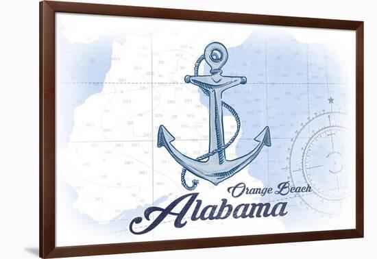 Orange Beach, Alabama - Anchor - Blue - Coastal Icon-Lantern Press-Framed Art Print