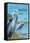 Orange Beach, Alabama - Blue Heron-Lantern Press-Framed Stretched Canvas
