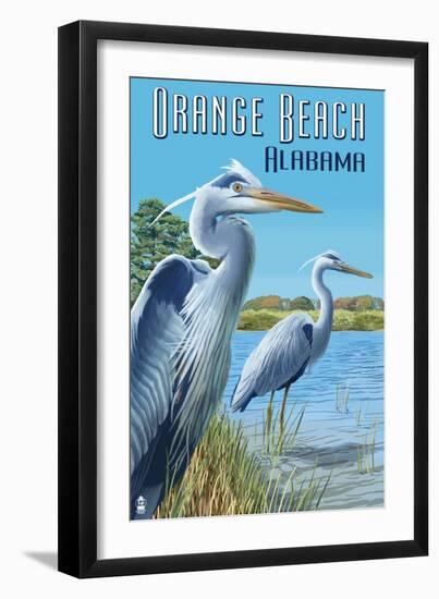 Orange Beach, Alabama - Blue Heron-Lantern Press-Framed Art Print