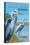 Orange Beach, Alabama - Blue Heron-Lantern Press-Stretched Canvas