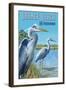 Orange Beach, Alabama - Blue Heron-Lantern Press-Framed Art Print