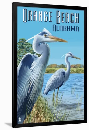 Orange Beach, Alabama - Blue Heron-Lantern Press-Framed Art Print